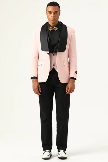 Pink Shaw Lapel 3 Piece menn Prom Suits